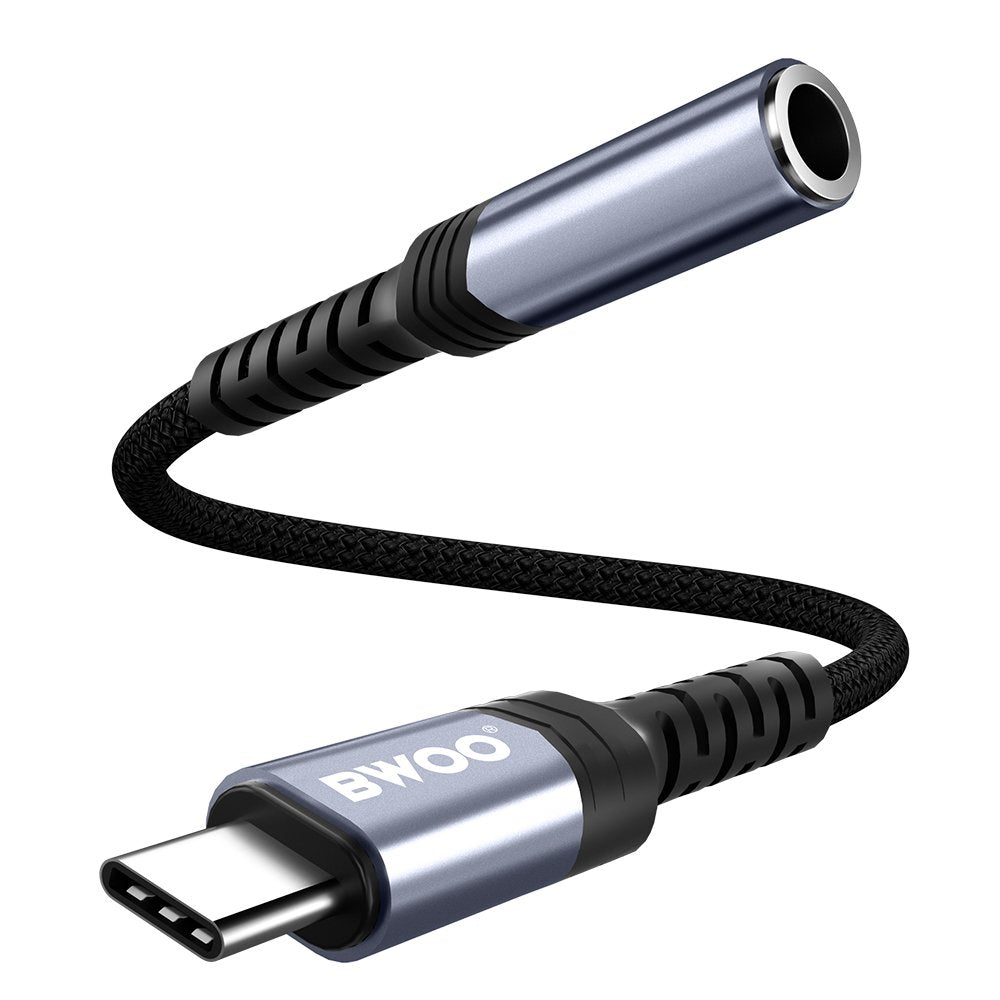 Adapteris Bwoo AUX 3.5mm - USB-C melns BZ47