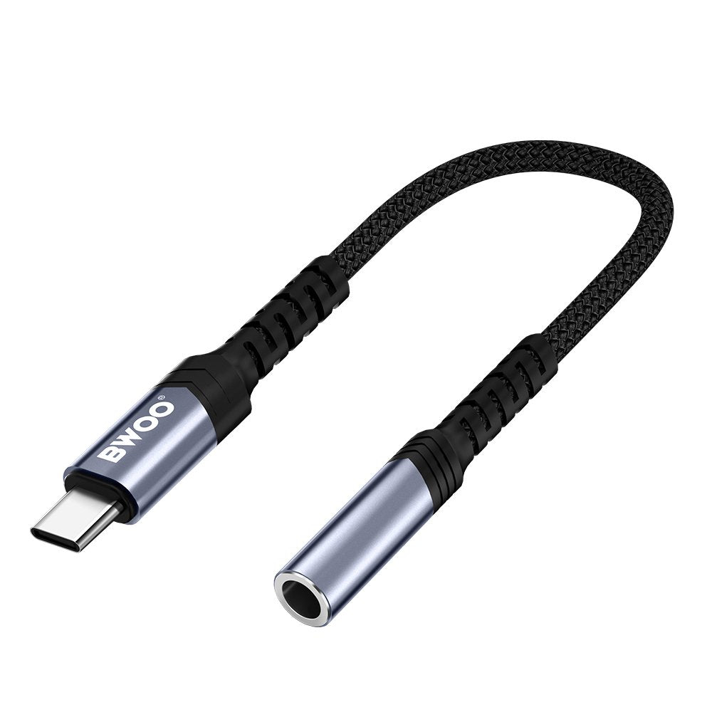 Adapteris Bwoo AUX 3.5mm - USB-C melns BZ47
