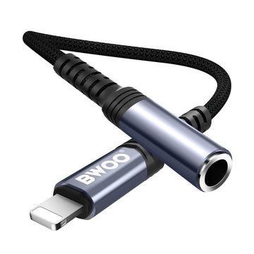 Adapteris Bwoo AUX 3.5mm - Lightning melns BZ48