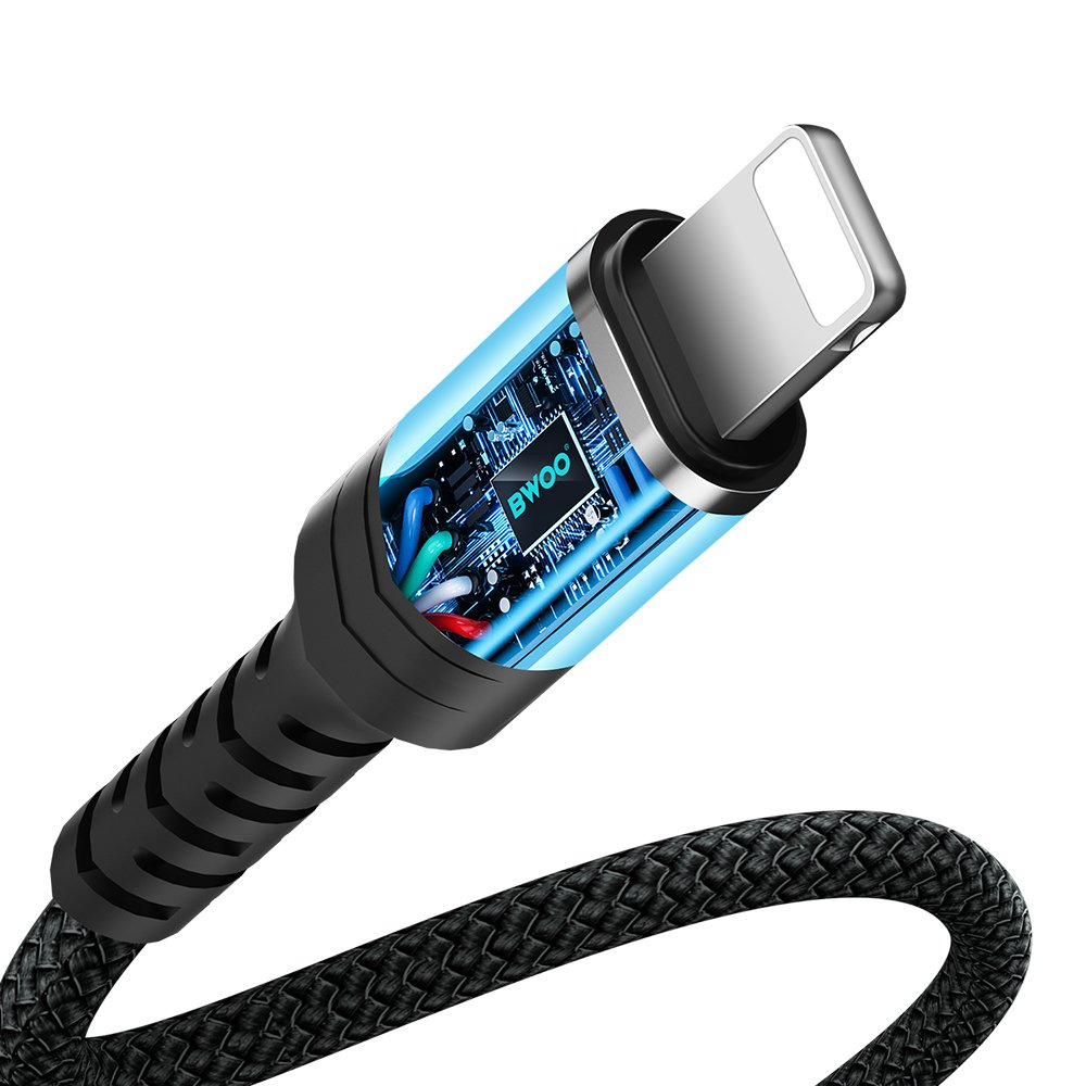 Adapteris Bwoo AUX 3.5mm - Lightning melns BZ48