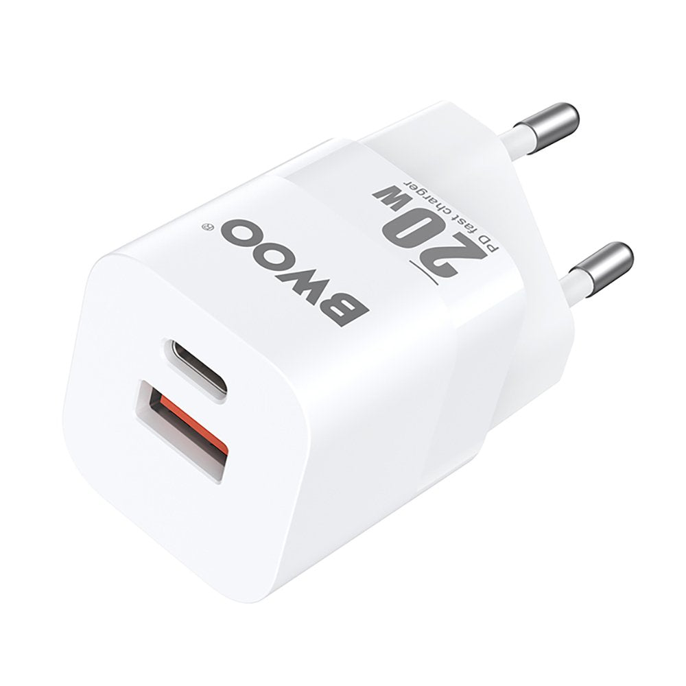 BWOO tīkla lādētājs CDA156 PD 1x USB-C 1v USB 20W, balts