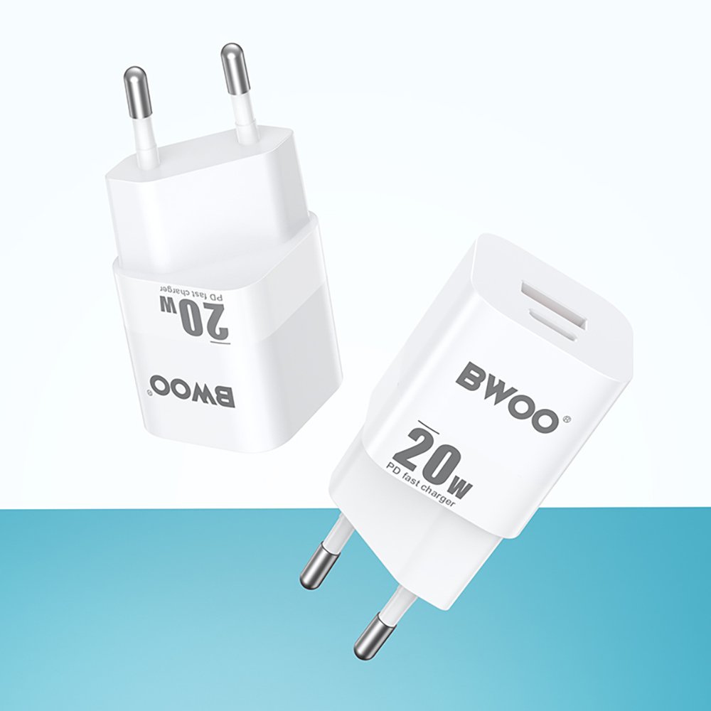BWOO tīkla lādētājs CDA156 PD 1x USB-C 1v USB 20W, balts