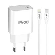 BWOO tīkla lādētājs CDA159 PD 20W 1x USB-C port + Lightning, balts