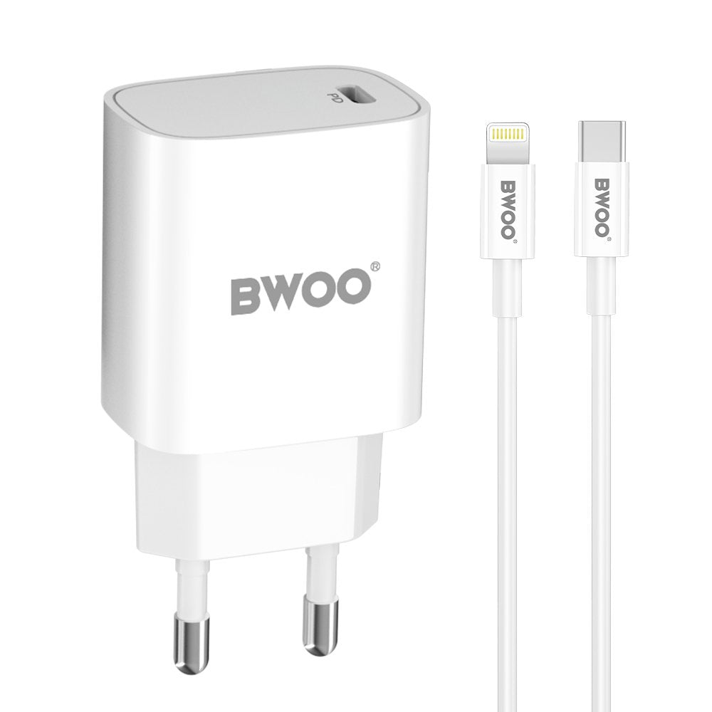 BWOO tīkla lādētājs CDA159 PD 20W 1x USB-C port + Lightning, balts