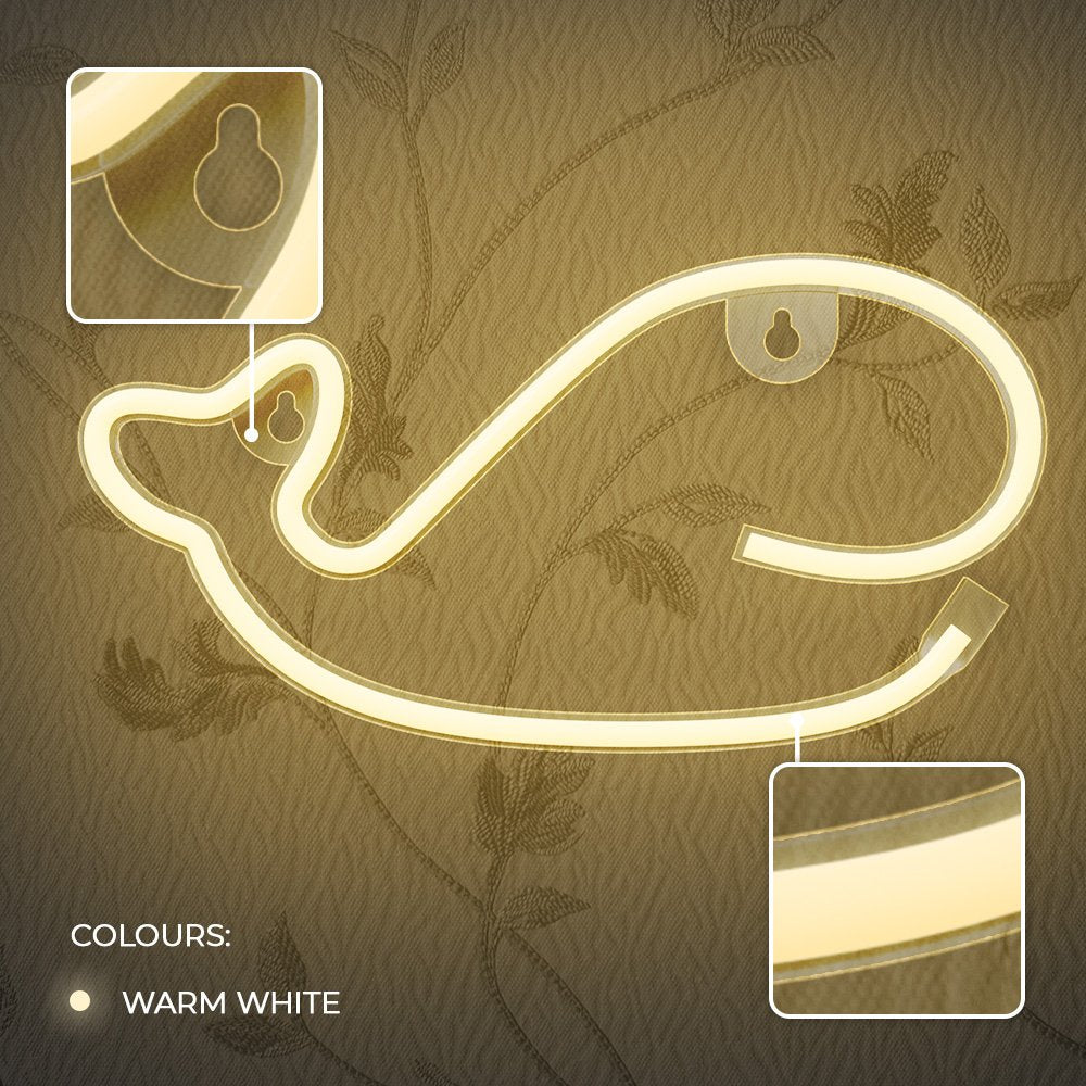 Neona LED WHALE silti balts Baterijas + USB FLNE09 Forever Light
