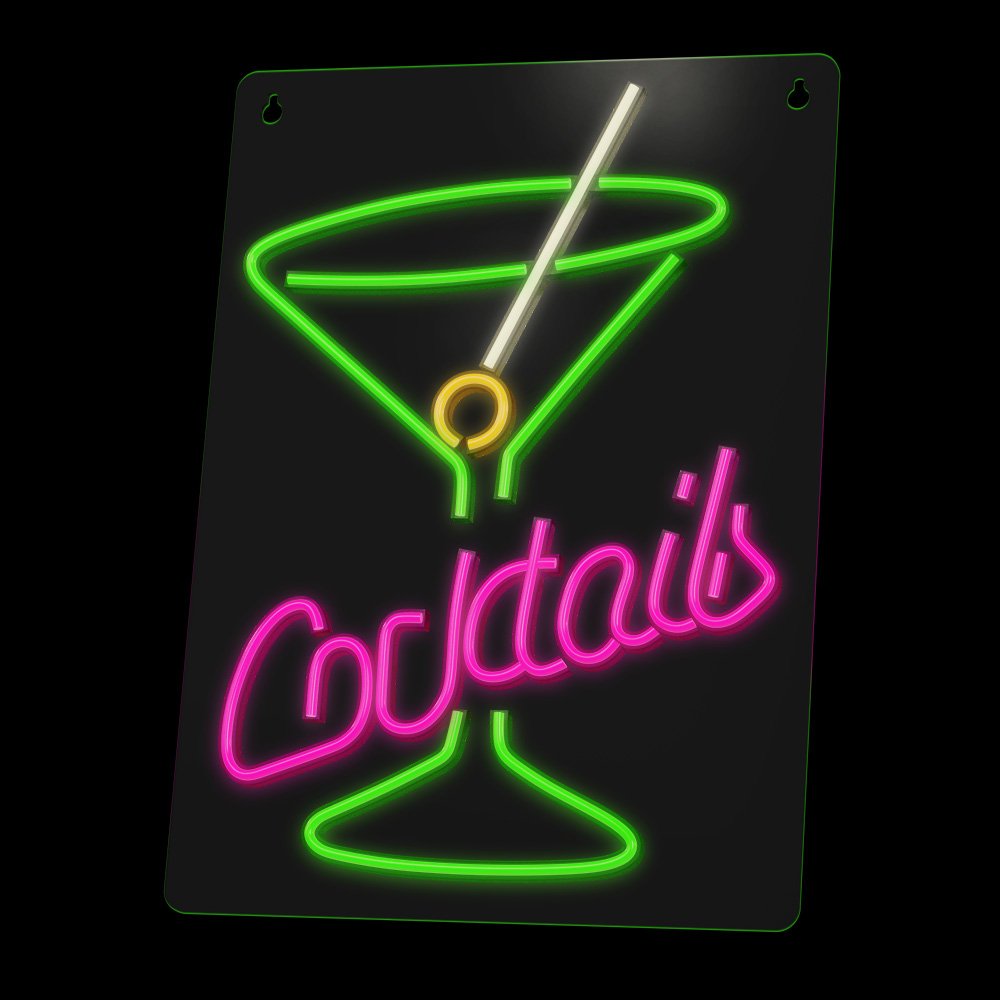 Forever Light gaisma Neon Plexi LED Cocktails rozā, zaļš FPNE02X Forever