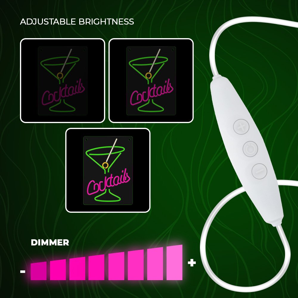 Forever Light gaisma Neon Plexi LED Cocktails rozā, zaļš FPNE02X Forever