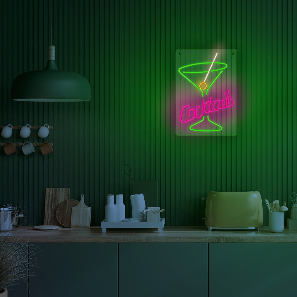 Forever Light gaisma Neon Plexi LED Cocktails rozā, zaļš FPNE02X Forever