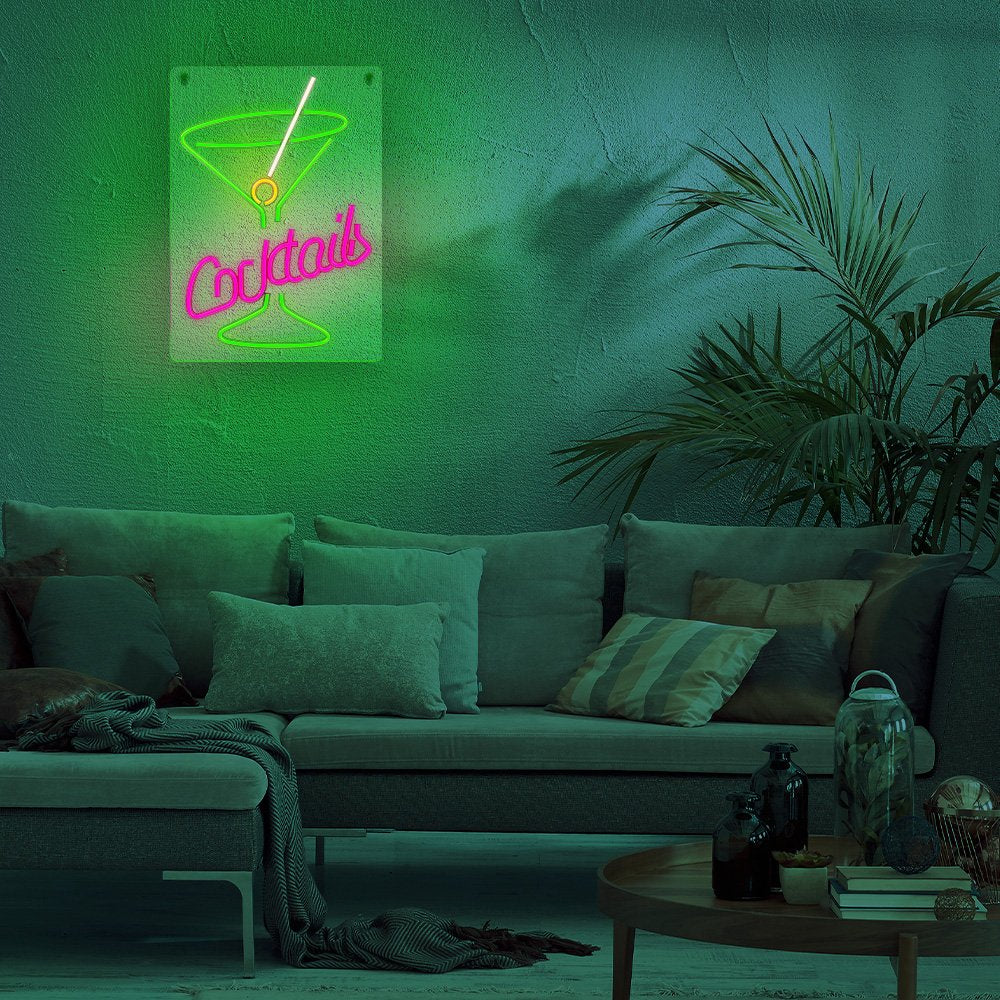 Forever Light gaisma Neon Plexi LED Cocktails rozā, zaļš FPNE02X Forever