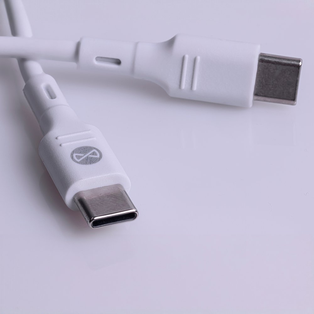 Forever TC-07-30AC PD QC lādētājs 1x USB-C 1x USB 30W balts + USB-C - USB-C kabelis 60W