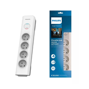 Philips pagarinātājs Pārsprieguma pagarinātājs ar 4 rozetēm 2m 16A, balts