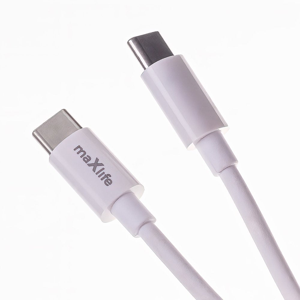Maxlife MXTC-06-20C PD QC lādētājs 1x USB-C 20W balts + USB-C - USB-C kabelis 20W