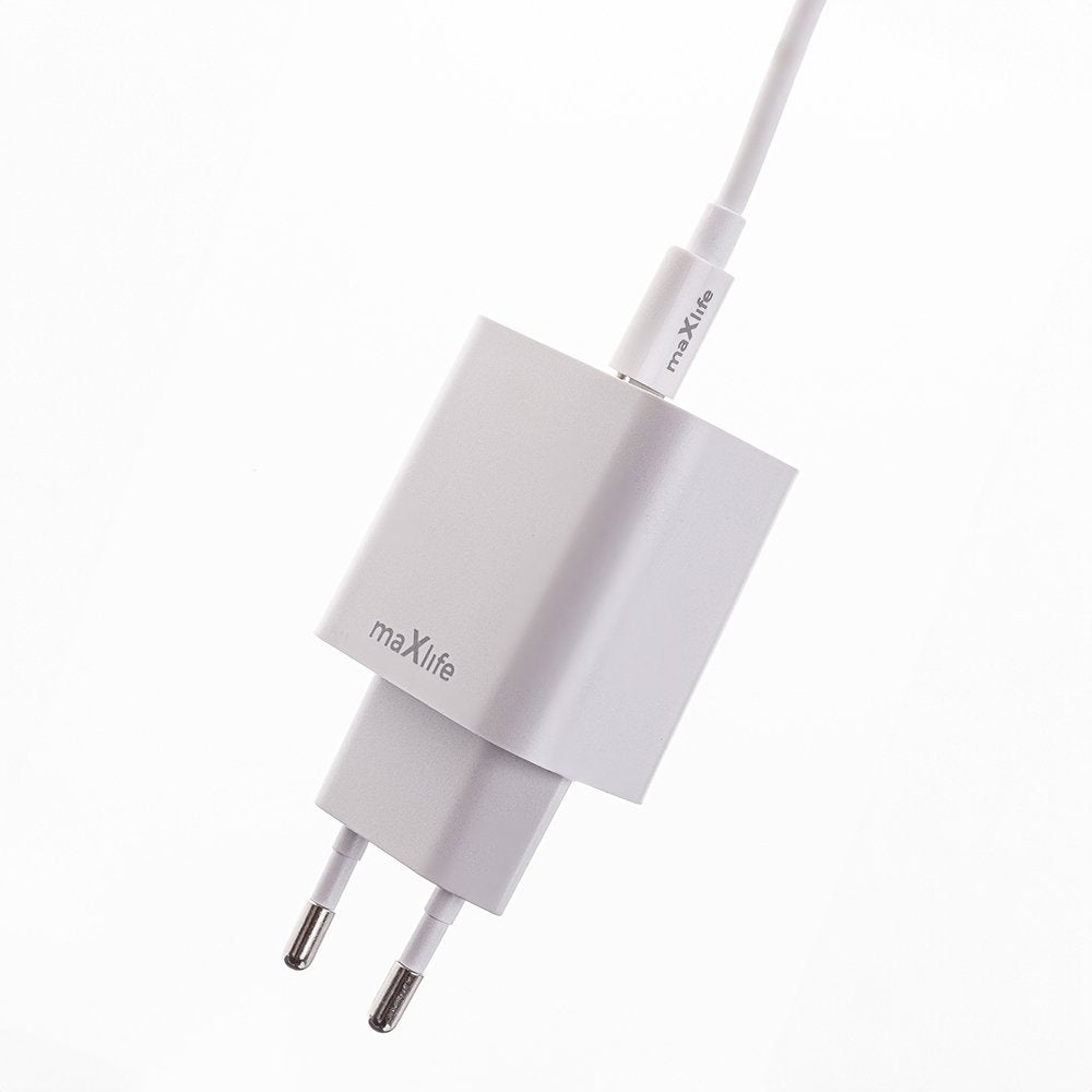 Maxlife MXTC-06-30AC PD QC lādētājs 1x USB-C 1x USB 30W balts + USB-C - USB-C kabelis 60W