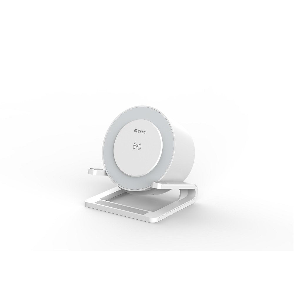 Devia Bluetooth skaļrunis IM-3 ar bezvadu 15W lādētāju, gaiši balts