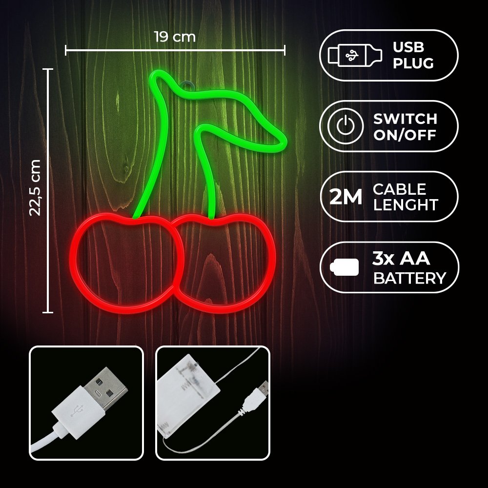 Neolia gaisma Neon LED Cherry zaļš, sarkans NNE23