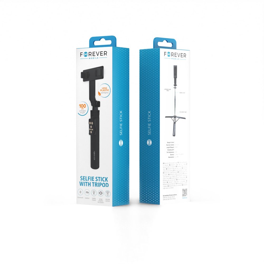 Forever Bluetooth selfija kāts trīskājis SST-100, melns