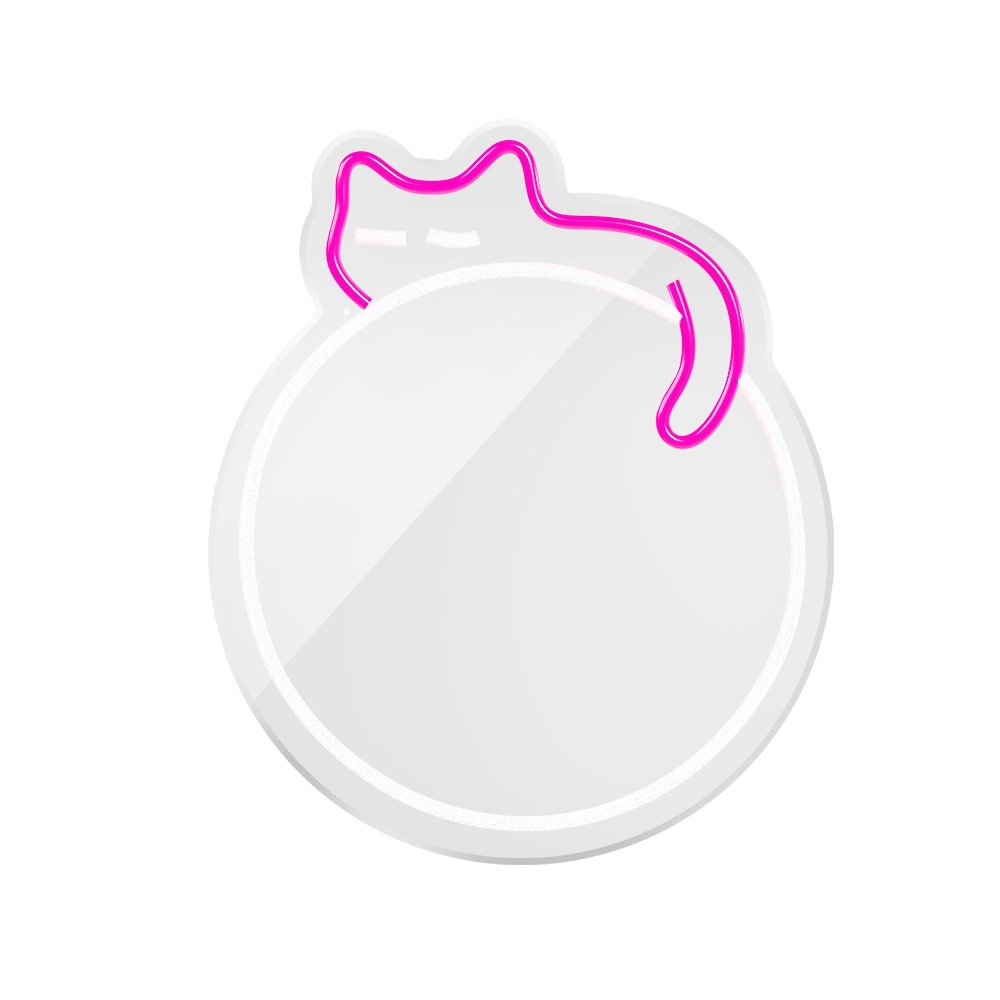Neon spogulis LED SLEEPING CAT balts, rozā FMNE03 Forever Light