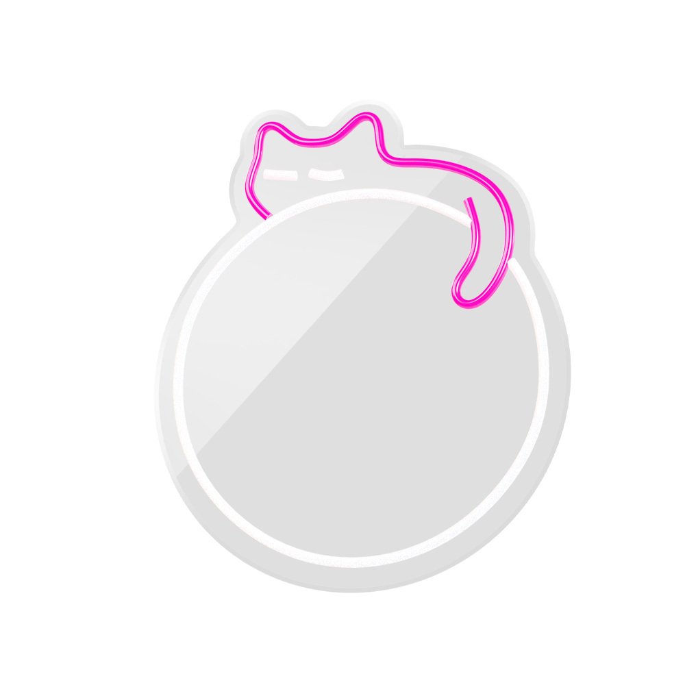 Neon spogulis LED SLEEPING CAT balts, rozā FMNE03 Forever Light