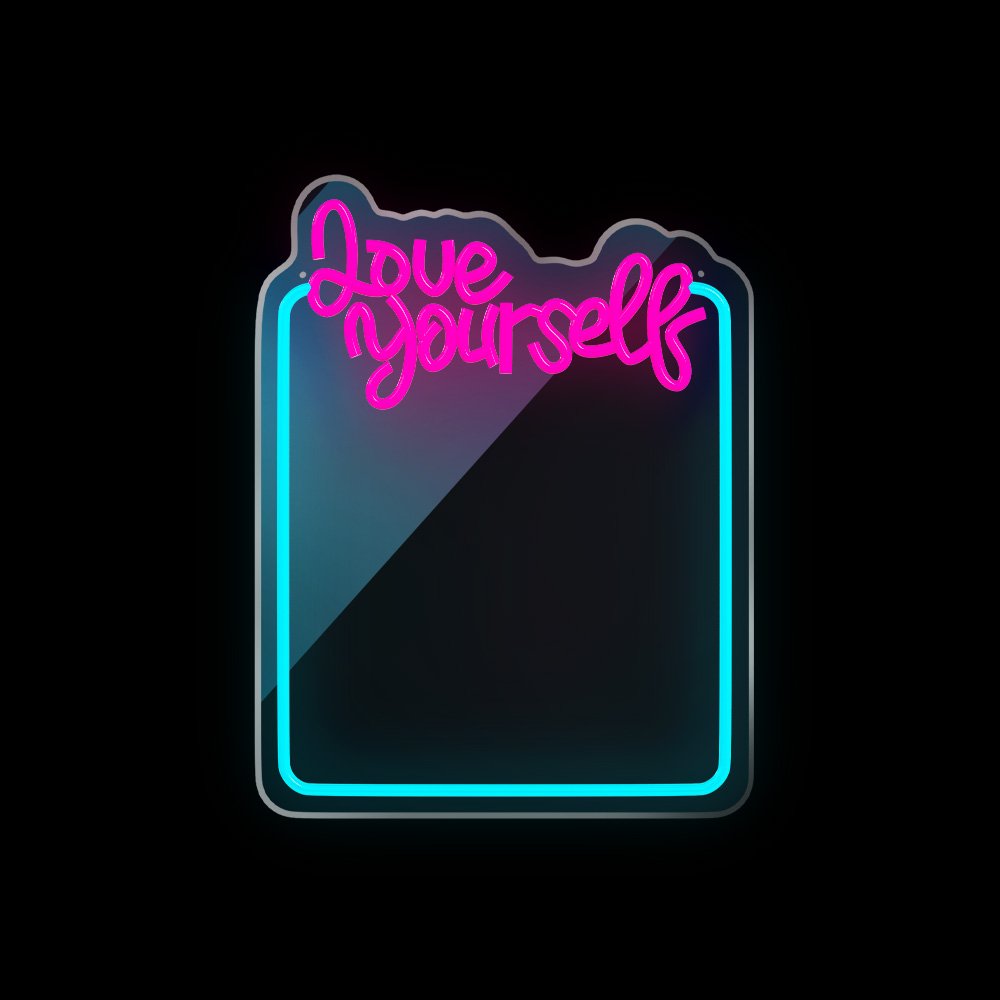 Neon spogulis LED LOVE YOURSELF tirkīza rozā FMNE01 Forever Light