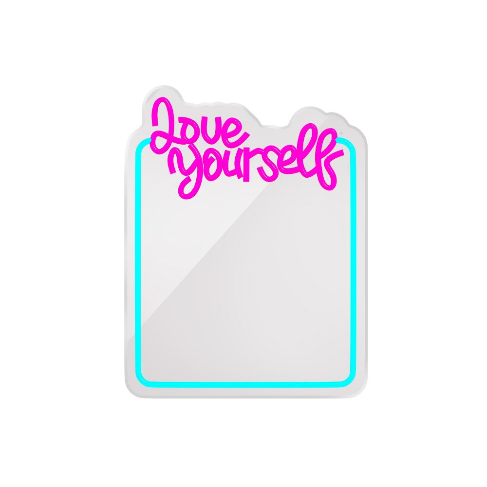 Neon spogulis LED LOVE YOURSELF tirkīza rozā FMNE01 Forever Light