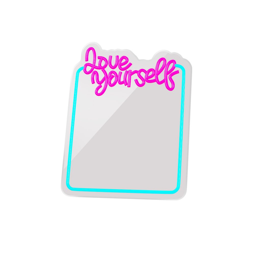 Neon spogulis LED LOVE YOURSELF tirkīza rozā FMNE01 Forever Light