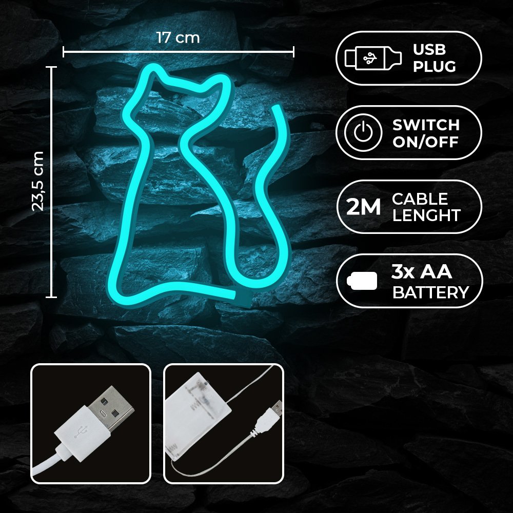 Neolia gaisma Neon LED CAT tirkīza NNE24