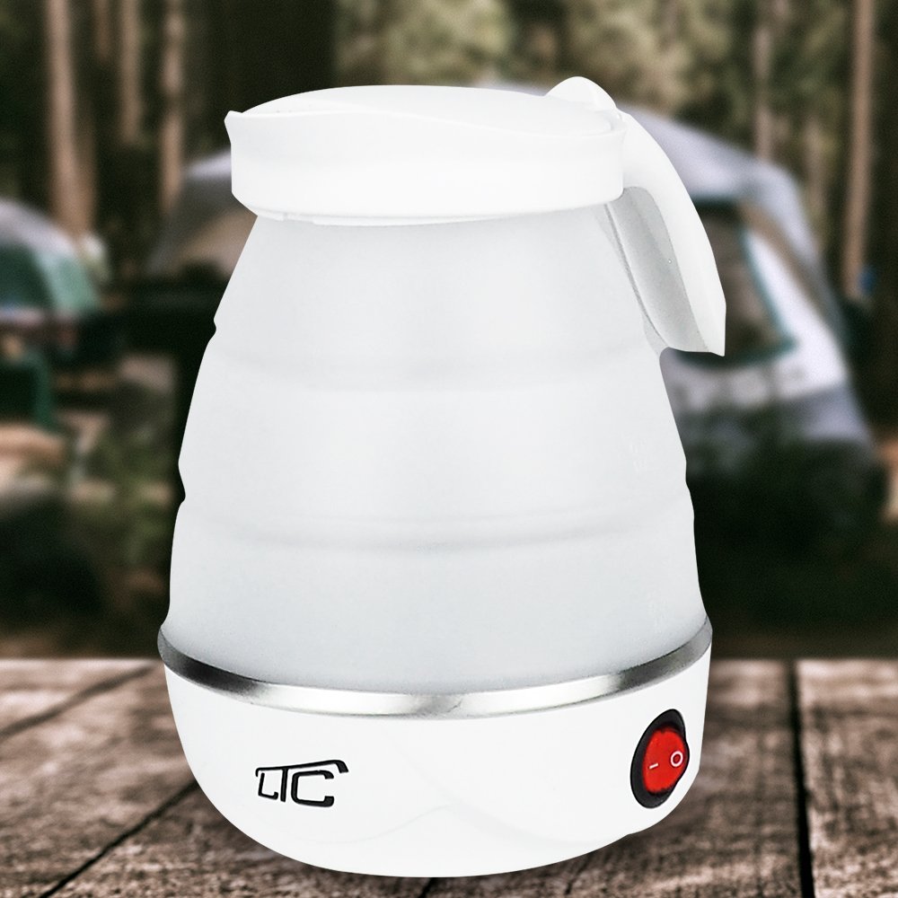 LTC saliekama tējkanna silikona mini tūrismam balta 220-240V/50Hz 0,6L