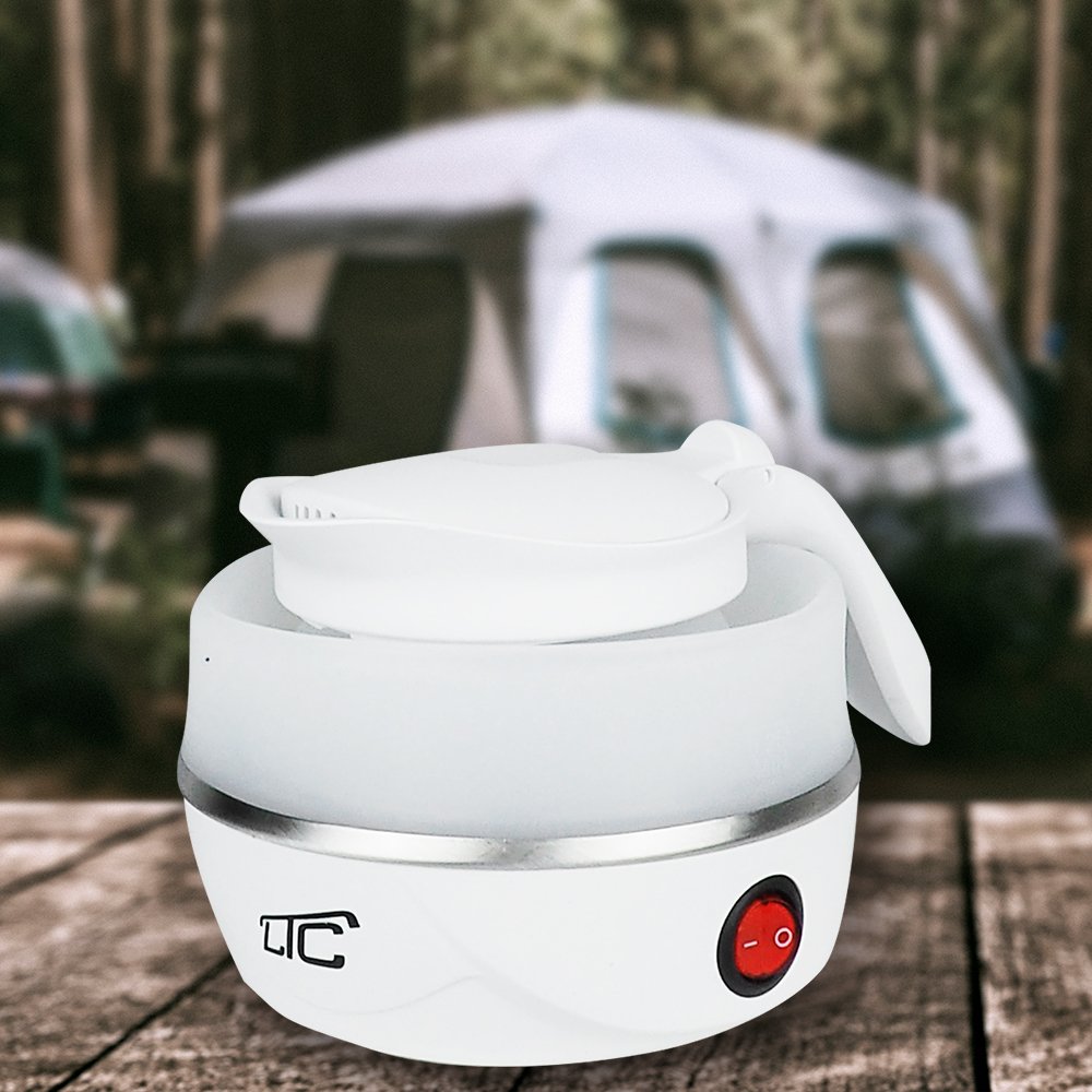 LTC saliekama tējkanna silikona mini tūrismam balta 220-240V/50Hz 0,6L