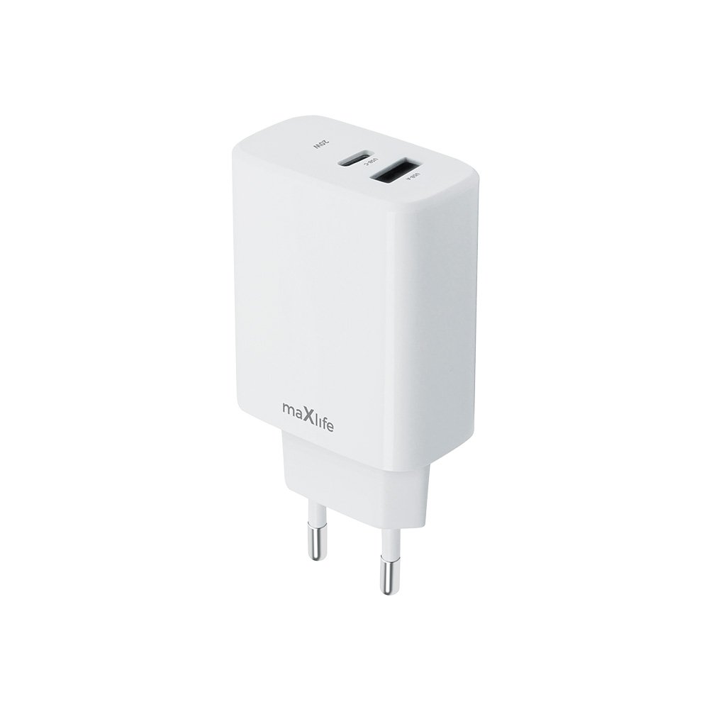 Maxlife lādētājs MXTC-10-20AC PD QC 1x USB-C 1x USB 20W, balts