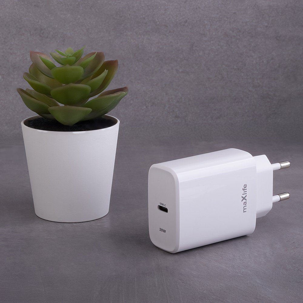 Maxlife lādētājs MXTC-10-20C PD QC 1x USB-C 20W, balts