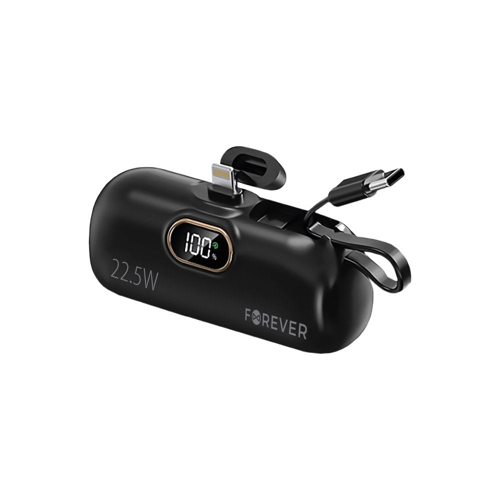 Forever ārējā baterija mini MTB-100 22.5W 5000 mAh Lightning, melna