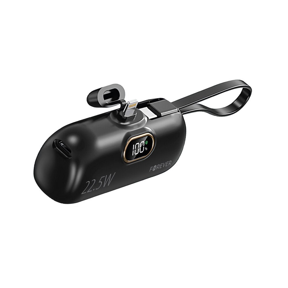Forever ārējā baterija mini MTB-100 22.5W 5000 mAh Lightning, melna