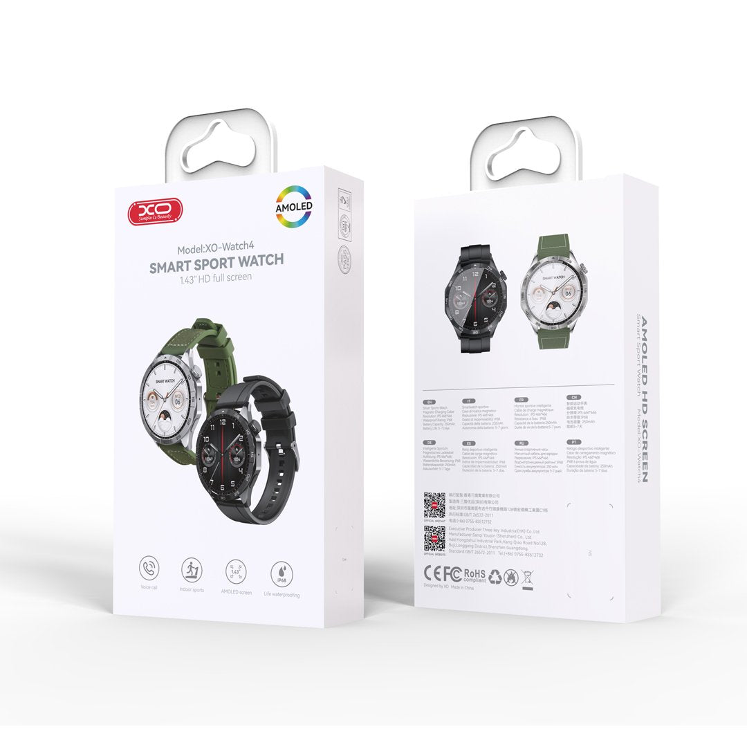 XO viedpulkstenis Watch 4 Amoled, melns