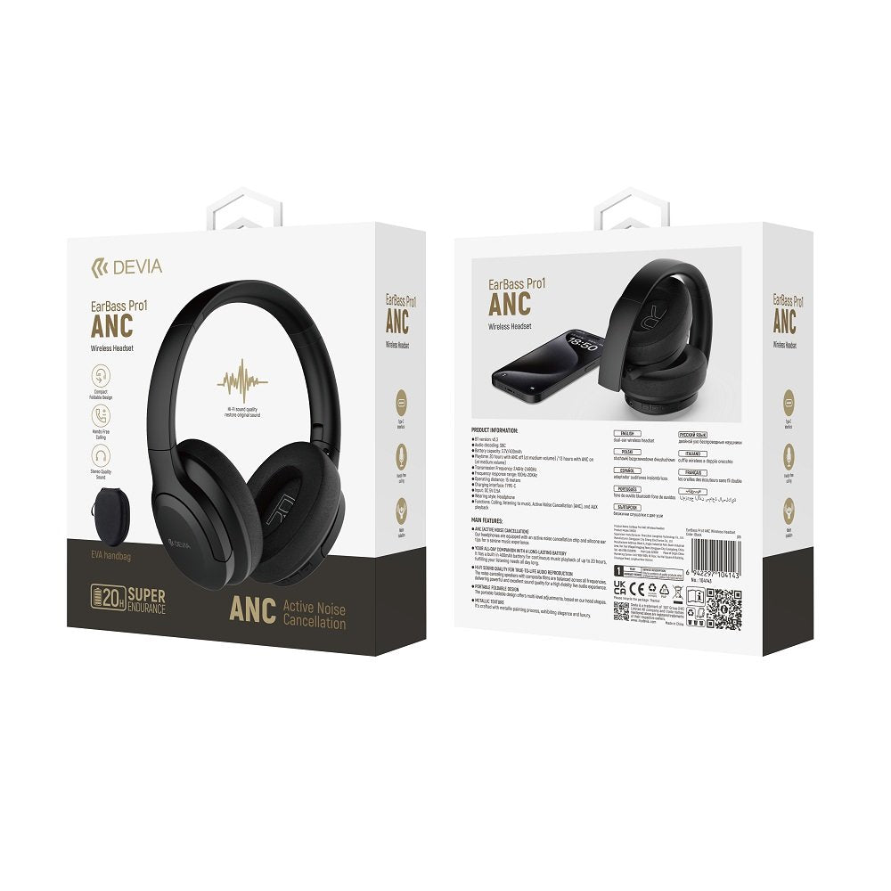 Devia Bluetooth austiņas EarBass Pro1 melnas ar ANC