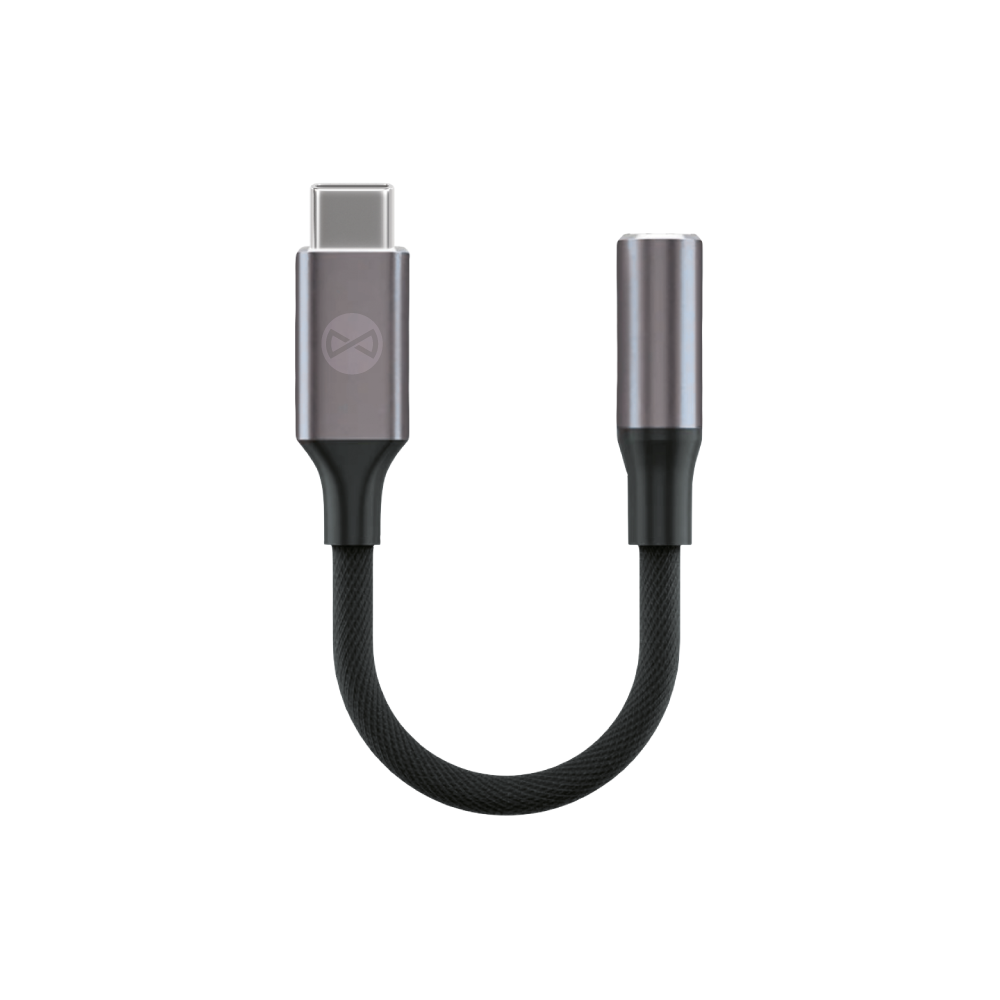 Forever adapteris audio AJC-01 jack 3,5 mm - USB-C, melns