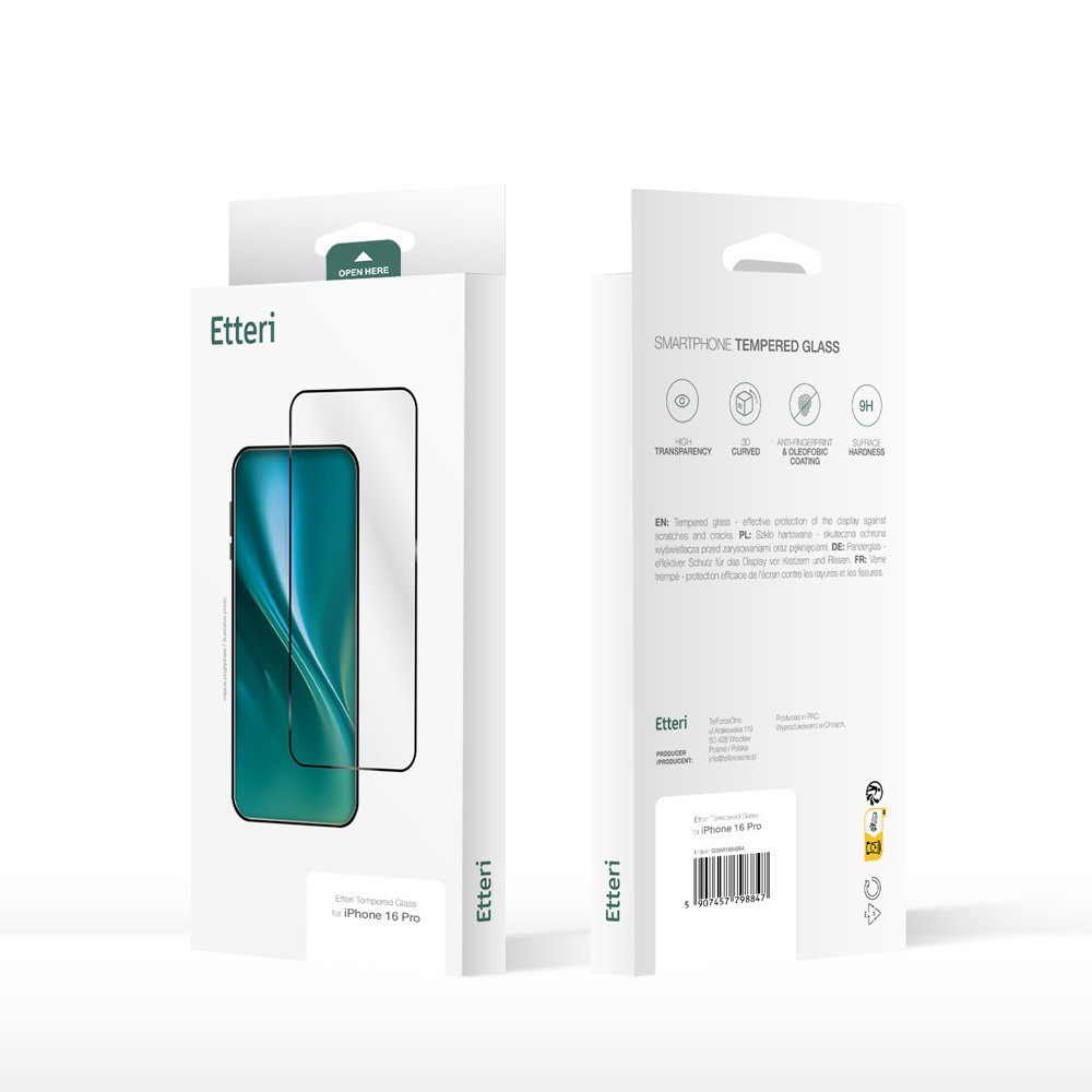 Etteri rūdītais stikls 9D Samsung Galaxy A16 4G / A16 5G / M16 5G / A17 5G / A18 5G