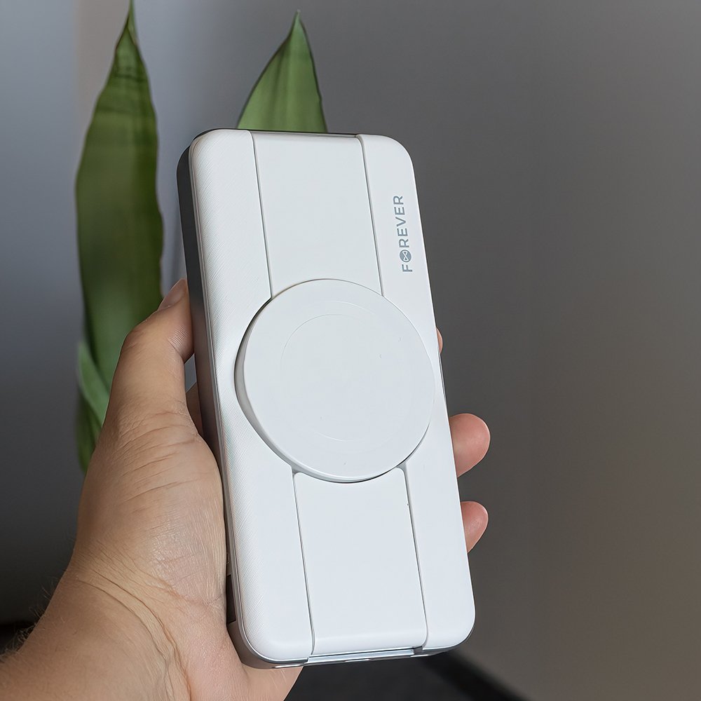 Forever ārējā baterija ar bezvadu lādēšanu MATB-300 10000 mAh, magnētiska, 3/1, balta