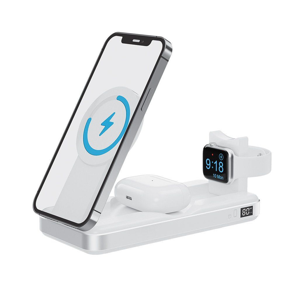 Forever ārējā baterija ar bezvadu lādēšanu MATB-300 10000 mAh, magnētiska, 3/1, balta