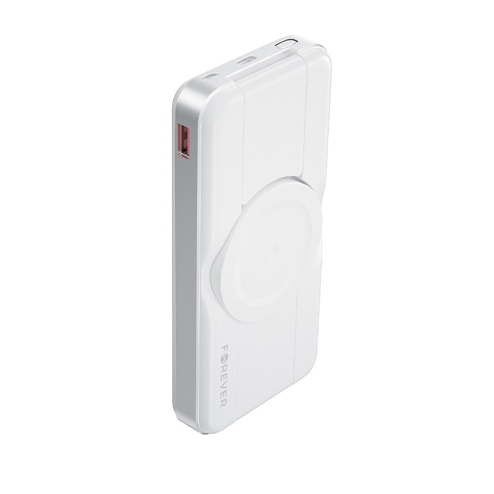 Forever ārējā baterija ar bezvadu lādēšanu MATB-300 10000 mAh, magnētiska, 3/1, balta