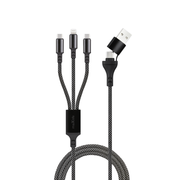 Maxlife ALLin1 kabelis USB + USB-C - Lightning + 2x USB-C 1,0 m 66W melns
