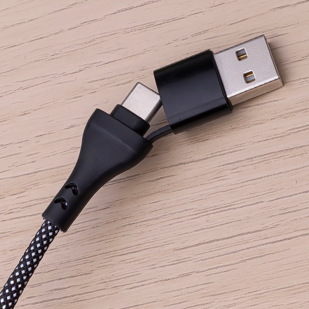 Maxlife ALLin1 kabelis USB + USB-C - Lightning + 2x USB-C 1,0 m 66W melns