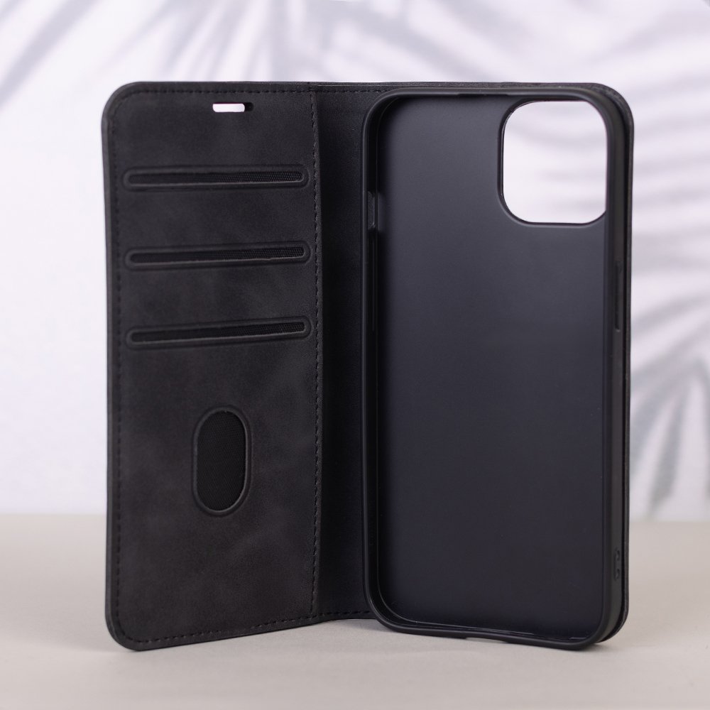 Smart Suede maciņš Samsung Galaxy A15 4G / A15 5G, melns