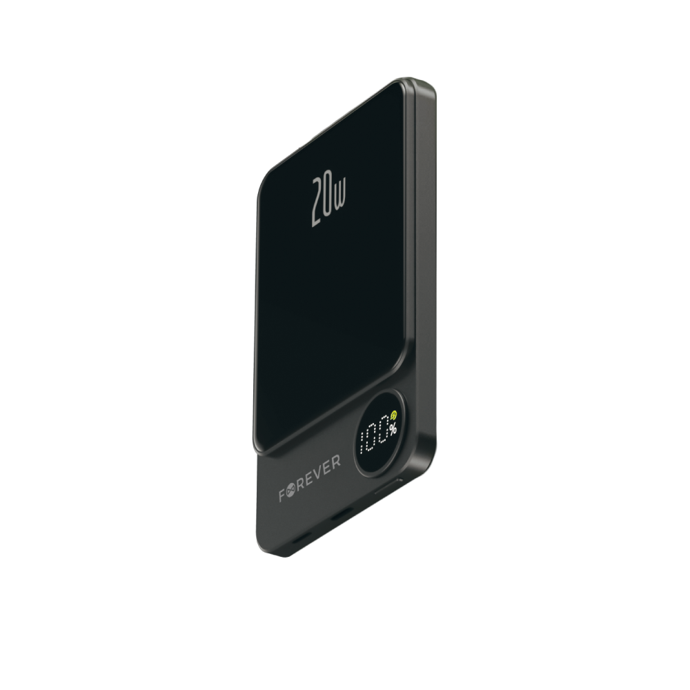 Forever ārējā baterija ar bezvadu lādēšanu MATB-200 20W PD 5000 mAh, magnētiska, melna