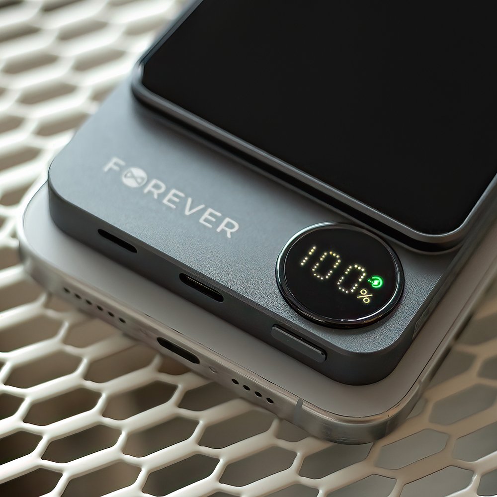 Forever ārējā baterija ar bezvadu lādēšanu MATB-200 20W PD 5000 mAh, magnētiska, melna