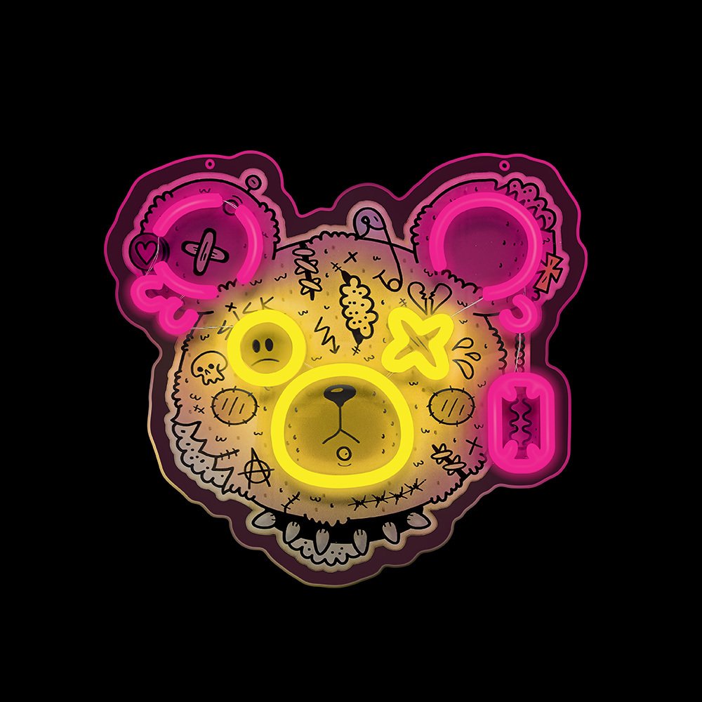 Neona LED ART LED PUNK TEDDY BEAR rozā-dzeltens FLA01 Forever Light