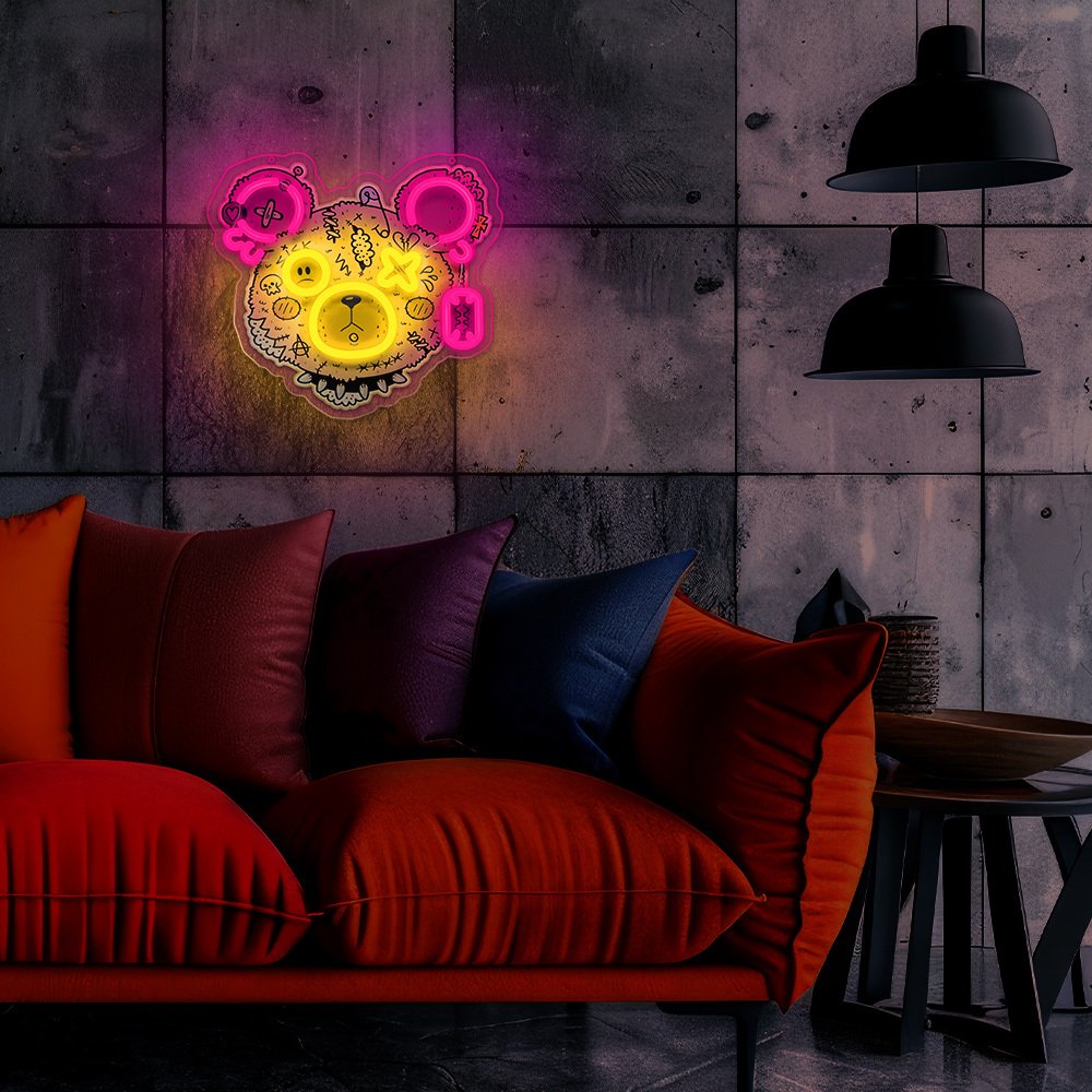 Neona LED ART LED PUNK TEDDY BEAR rozā-dzeltens FLA01 Forever Light