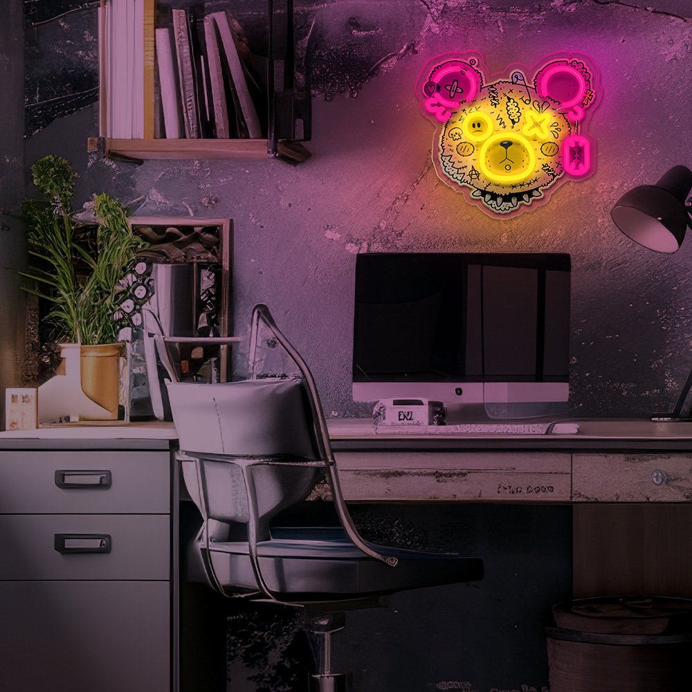 Neona LED ART LED PUNK TEDDY BEAR rozā-dzeltens FLA01 Forever Light