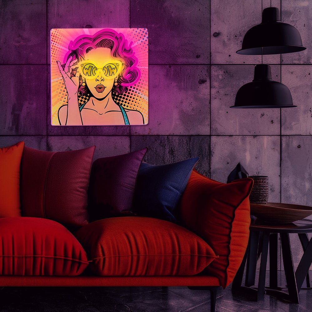Forever Light gaisma Neon ART LED Power Woman dzeltens-violets FLA02 Forever