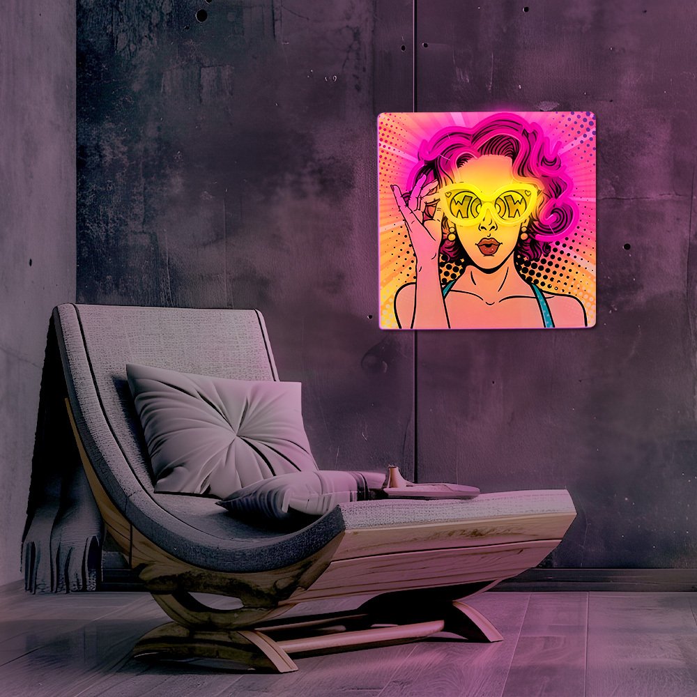 Forever Light gaisma Neon ART LED Power Woman dzeltens-violets FLA02 Forever