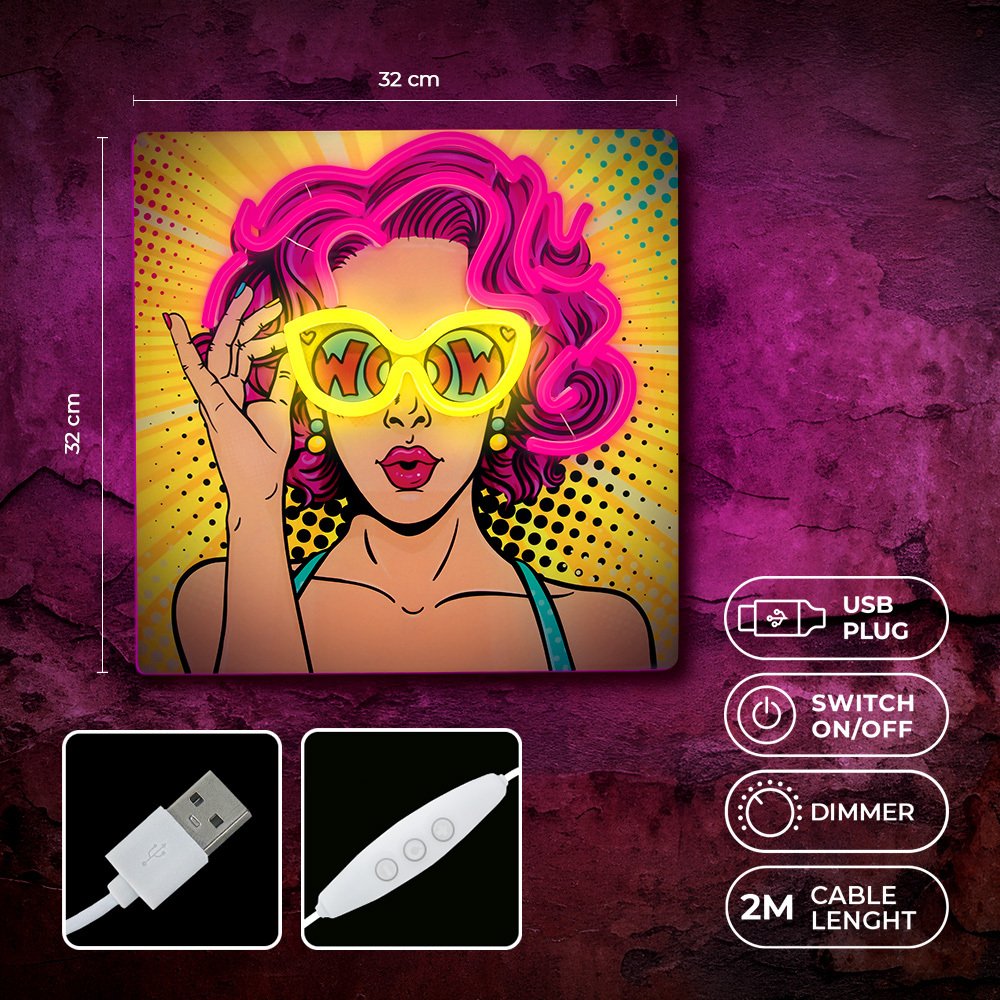 Forever Light gaisma Neon ART LED Power Woman dzeltens-violets FLA02 Forever